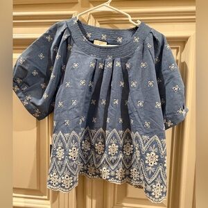 Tuckernuck Chambray Embroidered Fontaliana Top